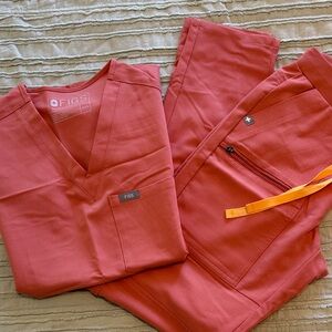 Figs Bright Coral Scrub Ensemble